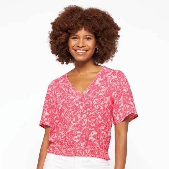 NWT Smocked Bottom Cropped Blouse - Picture 1 of 10